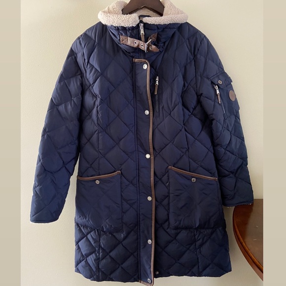 ๐ค๐ฟ3X HOST PICK๐ฟ๐ค Ralph Lauren Quilted Navy Sherpa Jacket- long NWOT - Picture 2 of 10